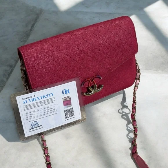 CHANEL Hot Pink/Gradient Straps Caviar Thread Around Flap Bag - Picture 2 of 14